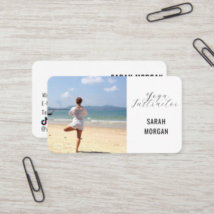 Modern Photo Fitness Yoga Instructor Influencer Business Card