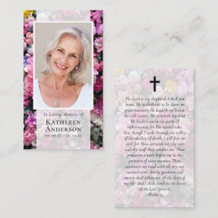 Modern Photo Floral Memorial Prayer Card