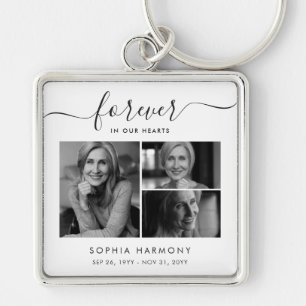 Modern Photo Forever in Our Hearts Funeral Key Ring