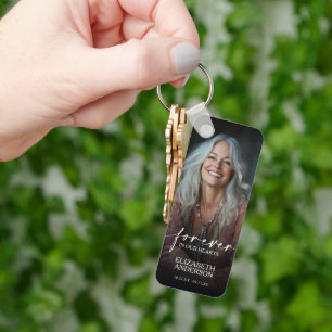 Modern Photo Forever in our Hearts Memorial Key Ring