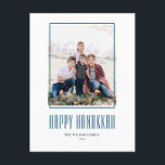 Modern Photo Frame Happy Hanukkah Holiday Postcard<br><div class="desc">Happy Hanukkah! Send Hanukkah wishes to family and friends with this customisable modern Hanukkah postcard. It features modern typography and a simple photo frame. Personalise by adding names and a photo. This simple Happy Hanukkah postcard is available on other cardstock.</div>