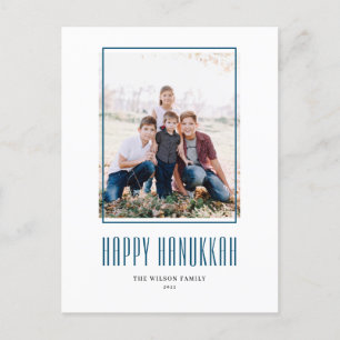 Modern Photo Frame Happy Hanukkah Holiday Postcard