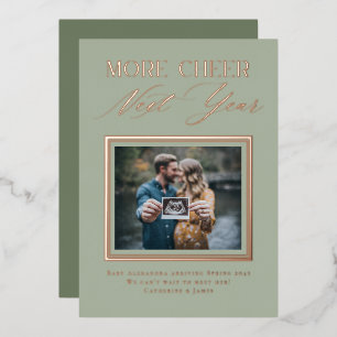 Modern Photo Frame Holiday Pregnancy Announcement