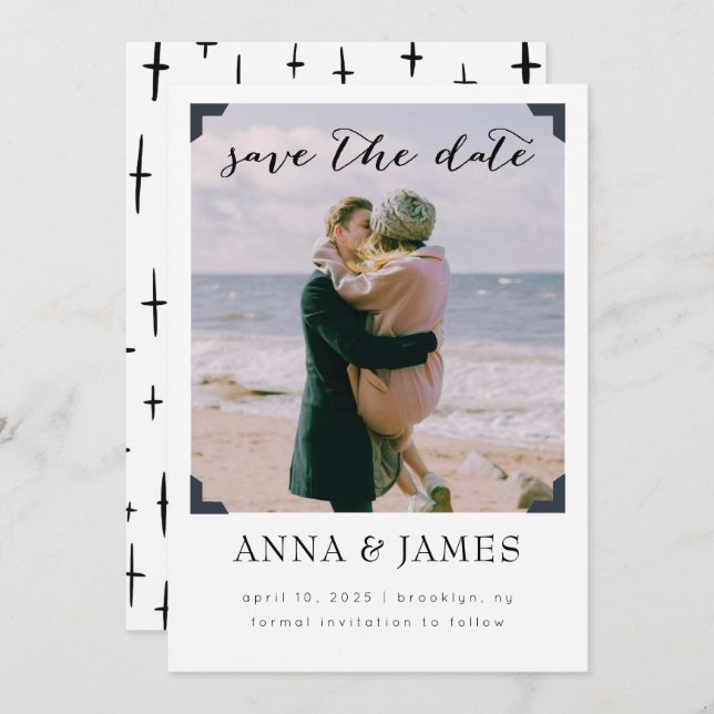 Modern Photo frame Save the Date  (Front/Back)