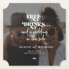 Modern photo free drinks wedding save the date