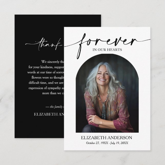 Modern Photo Funeral Bereavement Memorial Thank You Card (Front/Back)