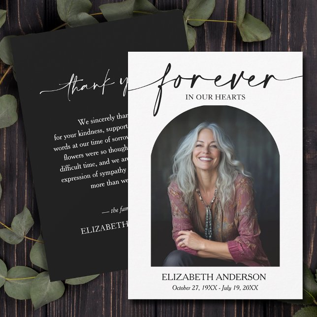 Modern Photo Funeral Bereavement Memorial Thank You Card (Funeral Thank You Card with photo on front, your message on the back, default size 3.5" x 5")