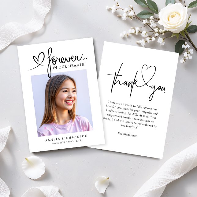 Modern Photo Funeral Memorial Sympathy Thank You Card (Creator Uploaded)