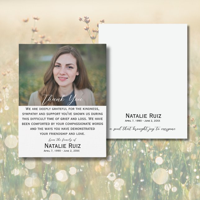 Modern Photo Funeral Thank You Card (Creator Uploaded)
