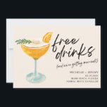 Modern Photo Funny Wedding Save The Date<br><div class="desc">Save the date cards for the fun couple who can't wait to celebrate with family and friends at their wedding. Funny Free drinks (and we're getting married!) colourful cocktail design is personalised with your wedding details and your engagement photo on the back.</div>