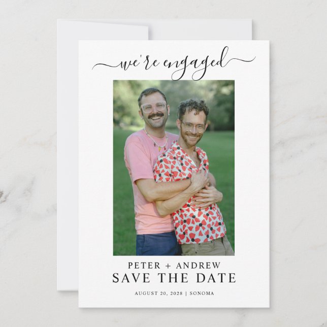 Modern Photo Gay Wedding Save The Date Invitation (Front)
