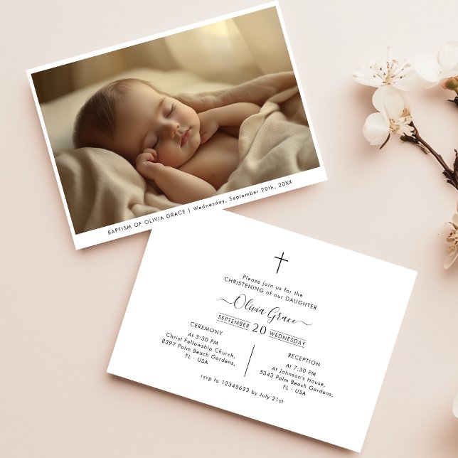 Modern Photo Gender Neutral Baptism Invitation (Creator Uploaded)