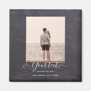 Modern PHOTO Gift Custom Text Chalkboard Theme Magnet