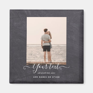 Modern PHOTO Gift Custom Text Chalkboard Theme Magnet