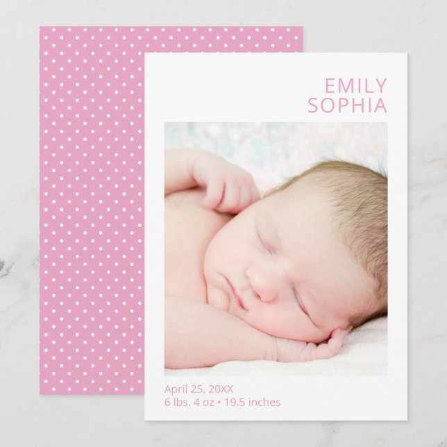 Modern Photo Girl Birth Announcement (Front/Back)