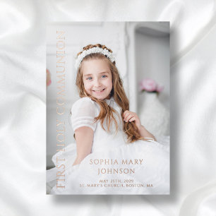 Modern Photo Girl First Holy Communion Rose Gold