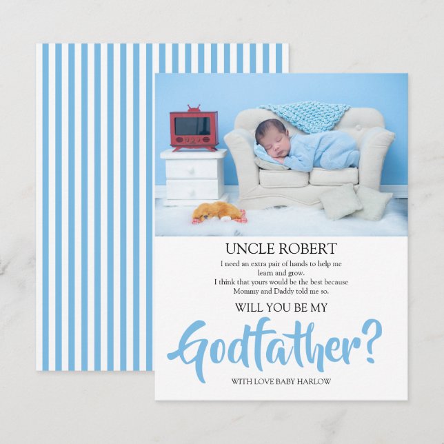 Modern Photo Godfather Proposal Invitation (Front/Back)