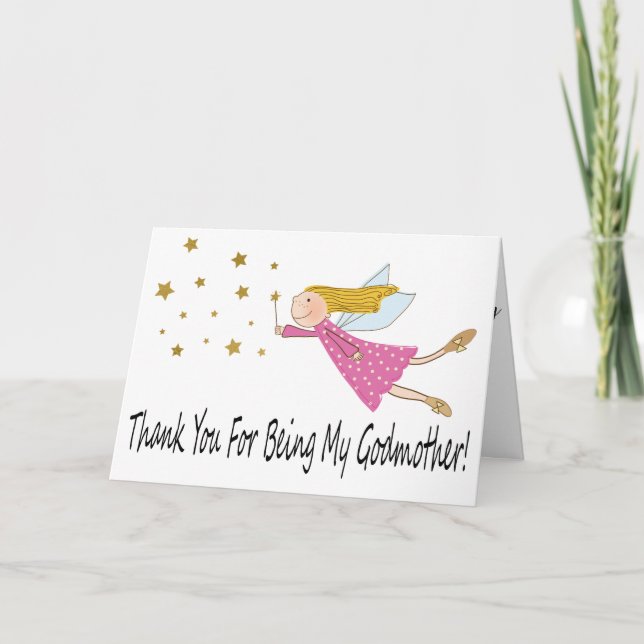 Modern Photo Godmother Thank You Card (Front)