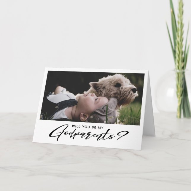 Modern Photo Godparents Proposal Card (Front)