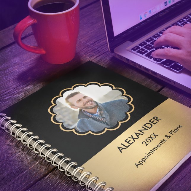 Modern Photo Gold Black Elegant Personalise Planner (Creator Uploaded)