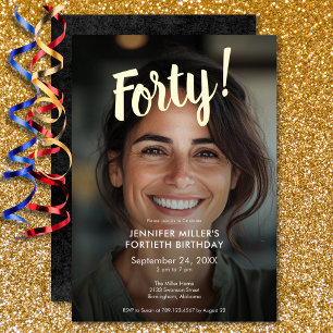 Modern Photo & Gold Foil 40th Birthday