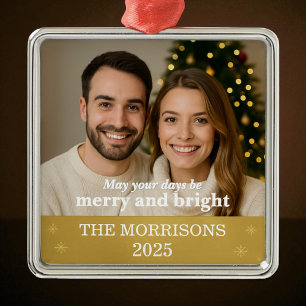 Modern Photo Gold Foil Snowflake Family  Metal Tree Decoration