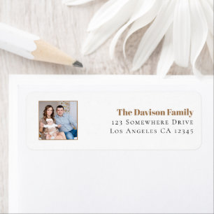 Modern Photo Gold Name Return Address