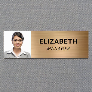 Modern Photo Gold Name Tag