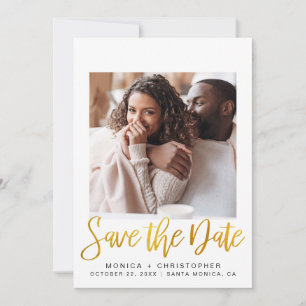 Modern Photo Gold Script Save The Date