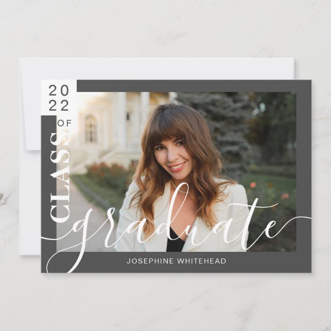 Modern Photo Graduate Announcement 2022 Dark Grey (Front)