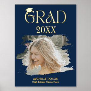 Modern Photo Graduate High School Frame Foil Prints