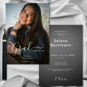Modern Photo Graduate Script Graduation Party Invitation