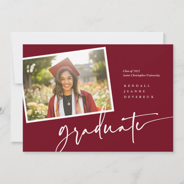 Modern Photo Graduate Snapshot Announcement (Front)