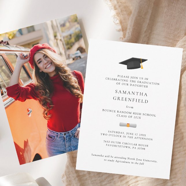 Modern Photo Graduation 2025 Announcement (Graduate Cap Photo Graduation Announcement)