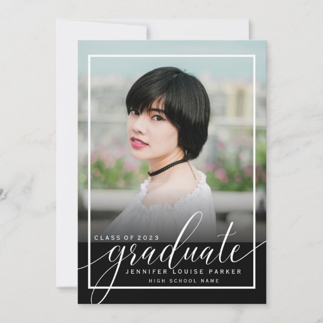 Modern Photo Graduation Announcement (Front)