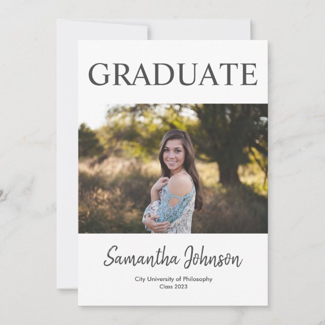 Modern Photo Graduation Announcement (Front)