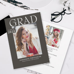 Modern Photo Graduation Announcement Grey