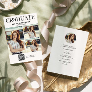 Modern Photo Graduation Announcement QR Code Video