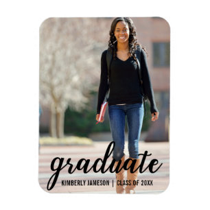 Modern Photo Graduation Announcement Script Magnet