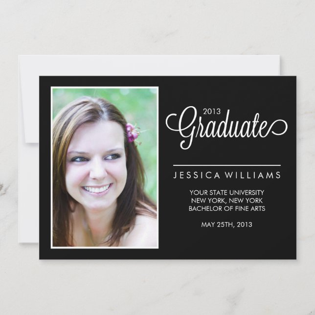 Modern Photo Graduation {Black and White} Announcement (Front)