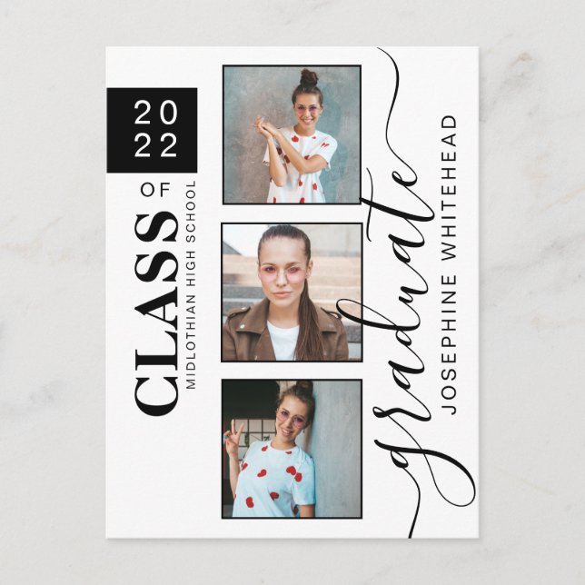 Modern Photo Graduation Collage 2022 Postcard (Front)