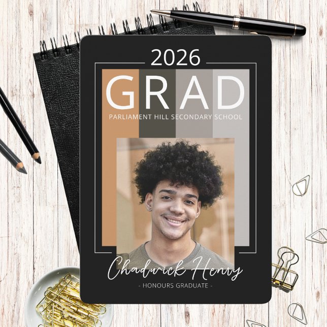 Modern Photo Graduation Colour Block Class of 2026 Invitation (Modern Colour Block Photo Graduation Announcement and Invitation)
