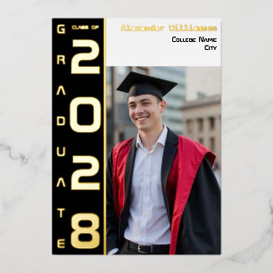 Modern Photo Graduation Gold Foil Announcement
