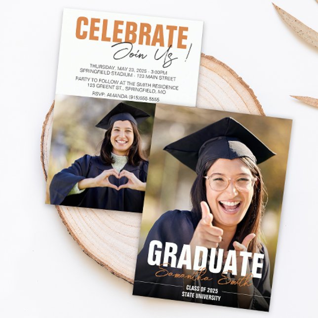 Modern Photo Graduation  Invitation (Modern Photo Graduation Invitation)
