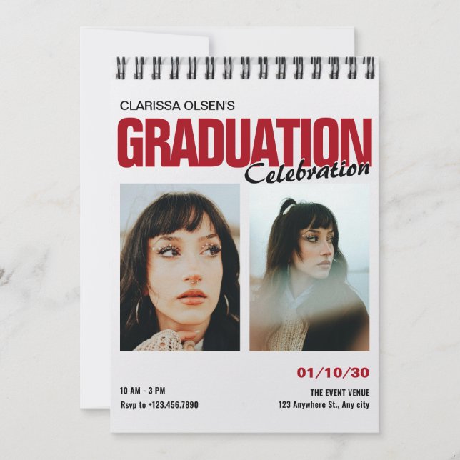 Modern photo graduation invitation (Front)