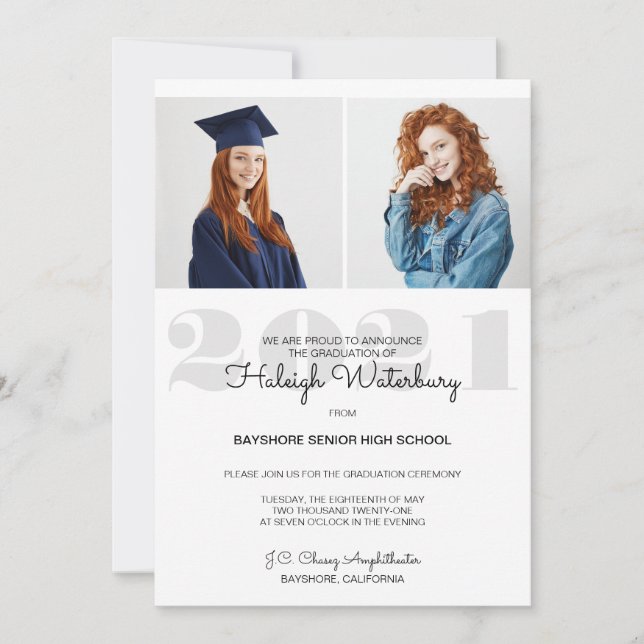 Modern Photo Graduation Invitation - Any Year (Front)