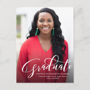 Modern photo graduation invitation postcard