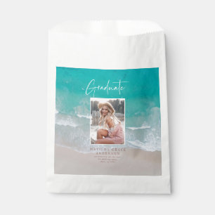 Modern photo graduation ocean beach script  favour bags