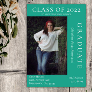 Modern Photo Graduation Open House   Green Invitation