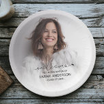 Modern Photo Graduation Paper Plate<br><div class="desc">This simplistic, stylish photo graduation paper plates, is the perfect accessory at your graduation party! The plates features a photo of the graduate, with a white overlay, a template that can be easily edited and personalised. The font styles, sizes and colours can be changed by clicking on the customise further...</div>